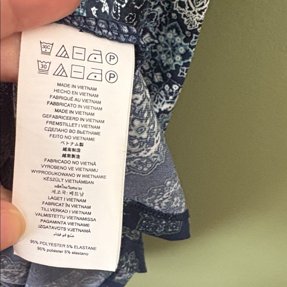 Michael Kors Multi-Print Bohemian Peasant Dress True Navy/Sea Green Sz M - Picture 6 of 8